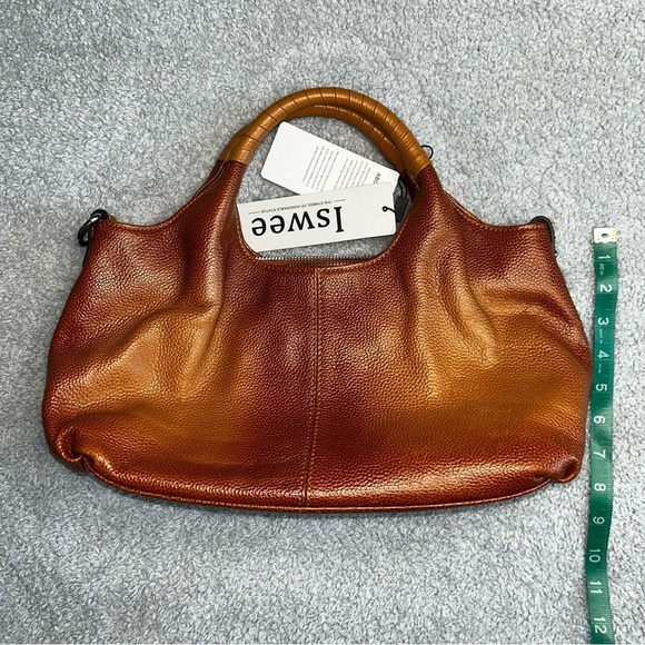 Brown Leather Shoulder Bag with Hobo Silhouette - Picture 5 of 7